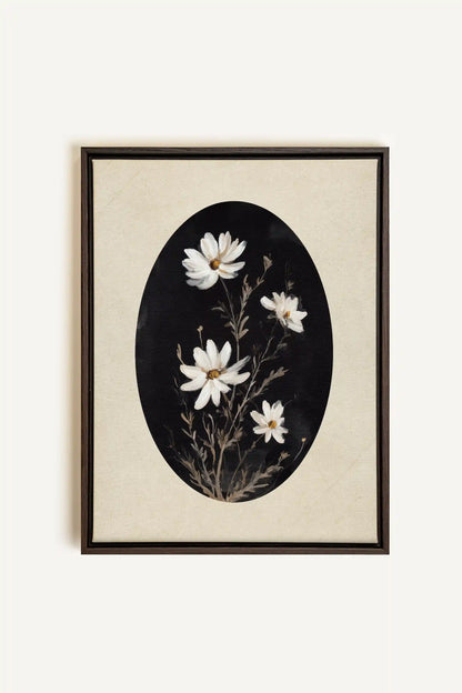 ECLIPSE FLOWERS, Oeuvre sur toile étirée, encadré Brun Noyer