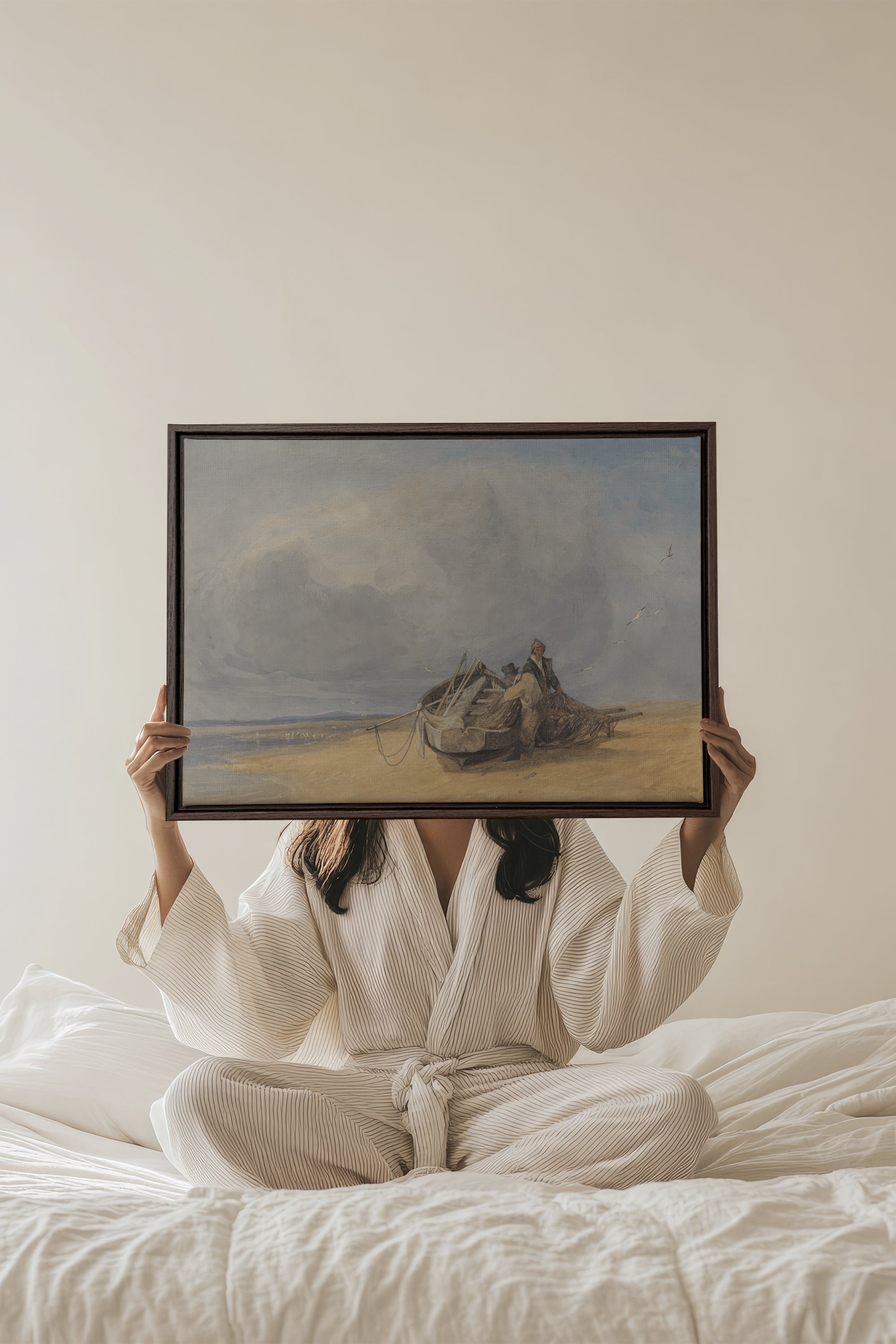 OLEKA CANVAS - SALT AND SKY, Oeuvre sur toile étirée, encadré Brun Noyer