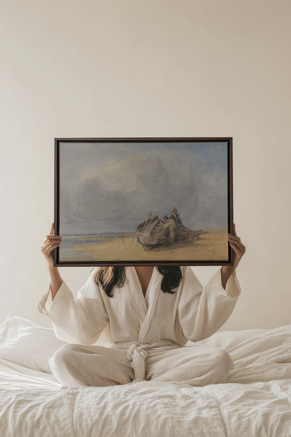 OLEKA CANVAS - SALT AND SKY, Oeuvre sur toile étirée, encadré Brun Noyer