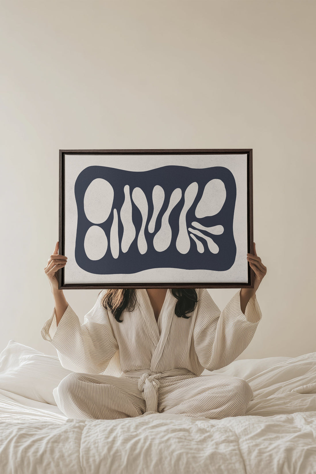 OLEKA CANVAS - ONDE CRÉATIVE, Oeuvre sur toile étirée, encadré Brun Noyer