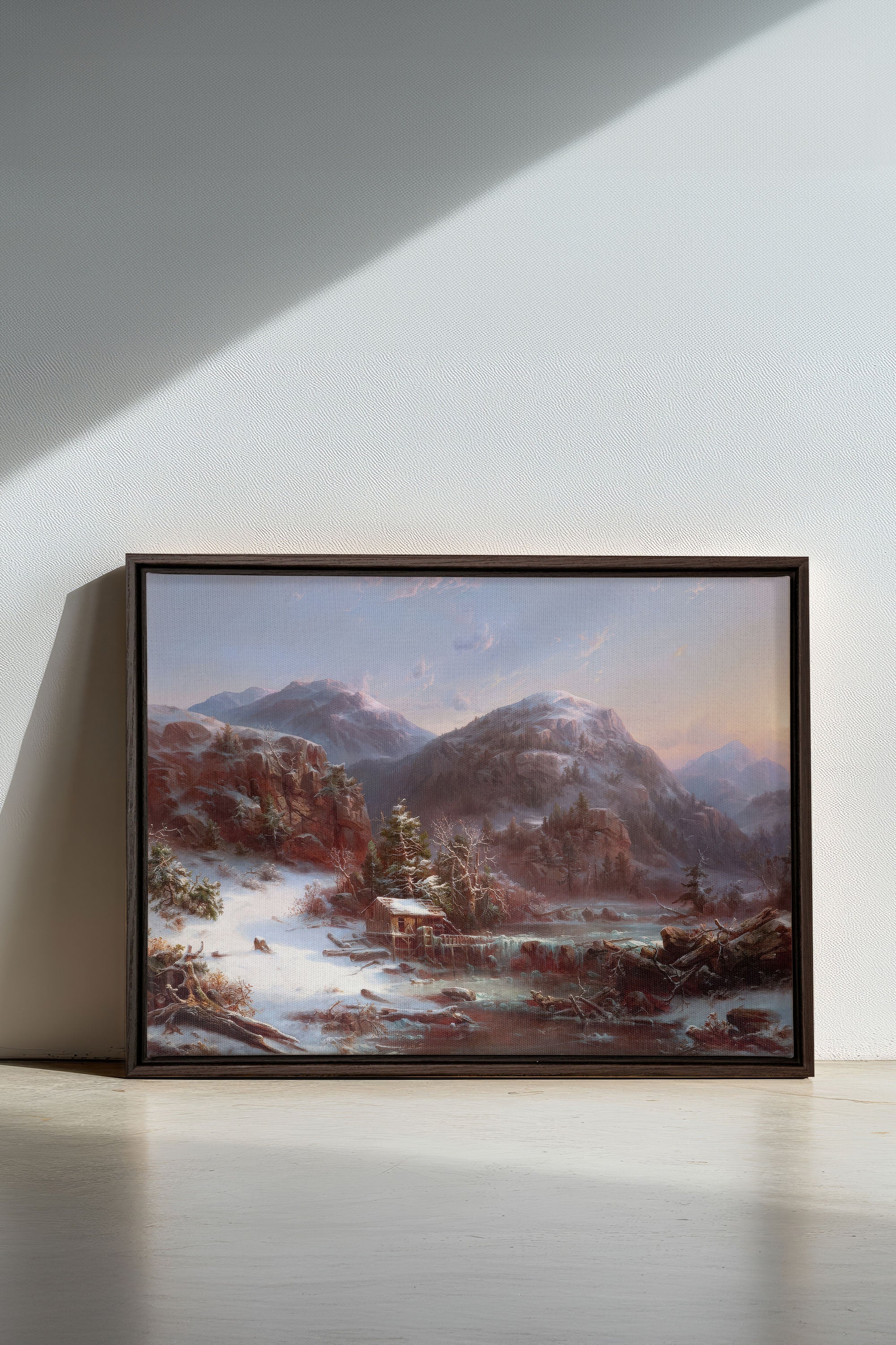 GLACIAL DAWN, Oeuvre sur toile étirée, encadré Brun Noyer