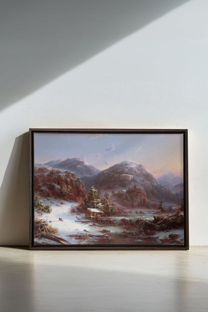 GLACIAL DAWN, Oeuvre sur toile étirée, encadré Brun Noyer