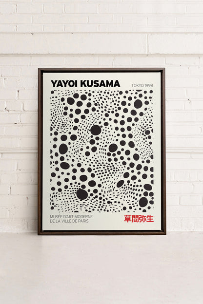 OLEKA CANVAS - KUSAMA II, Oeuvre sur toile étirée, encadré Brun Noyer