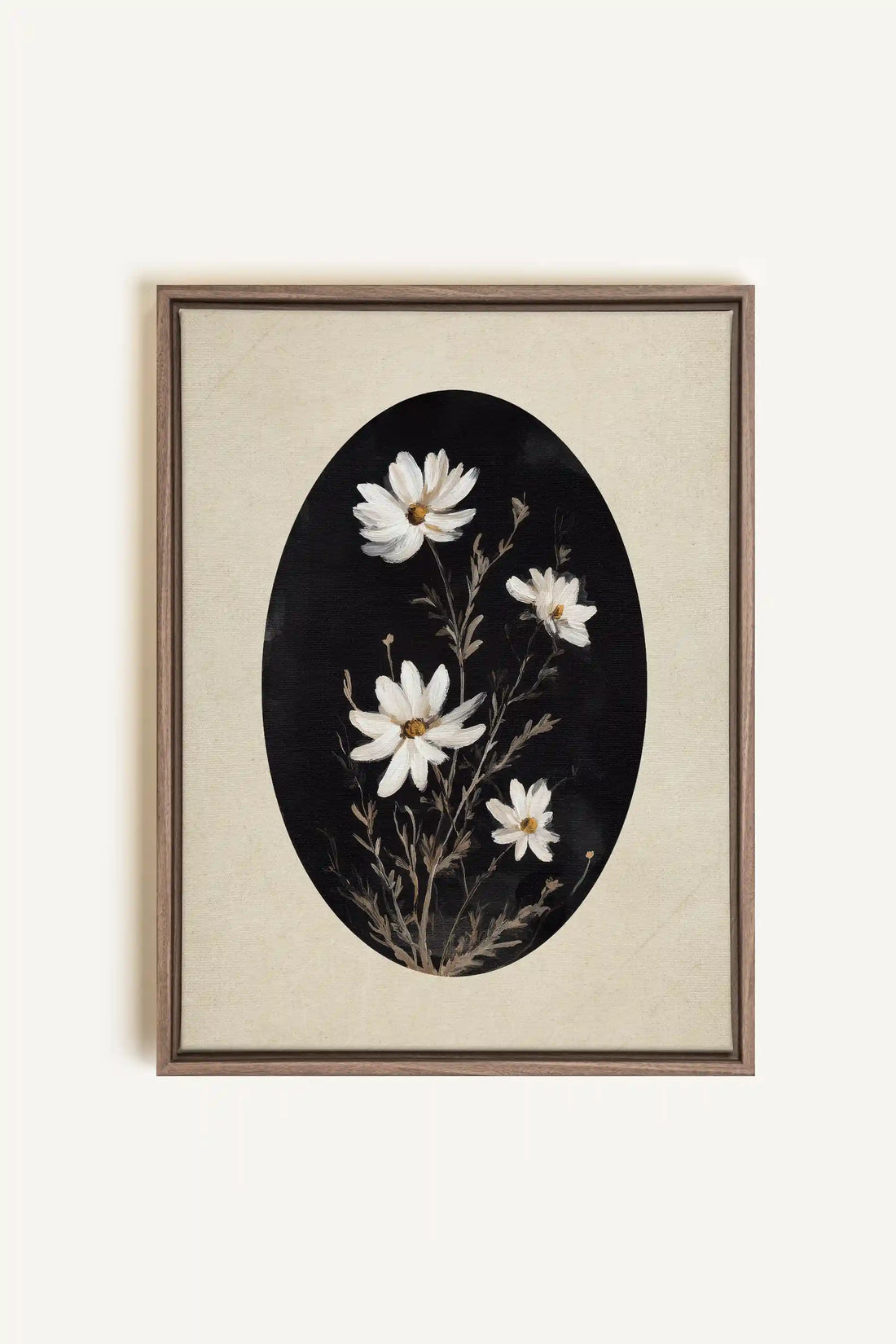 ECLIPSE FLOWERS, Oeuvre sur toile étirée, encadré Brun Chêne