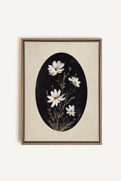 MINIMAL FLORA, Work on stretched canvas, framed Oak Brown