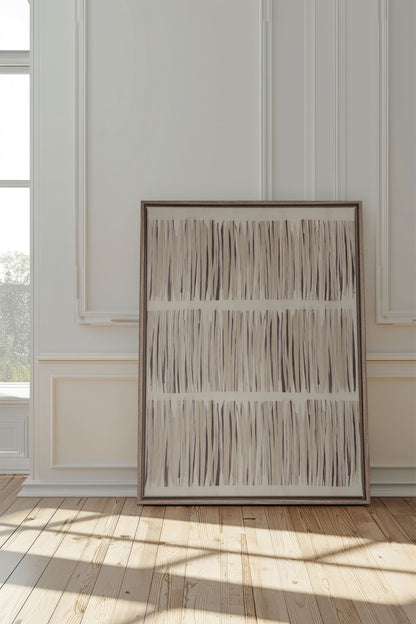 OLEKA CANVAS - PARFUM DE PRAIRIE, Oeuvre sur toile étirée, encadré Brun Chêne