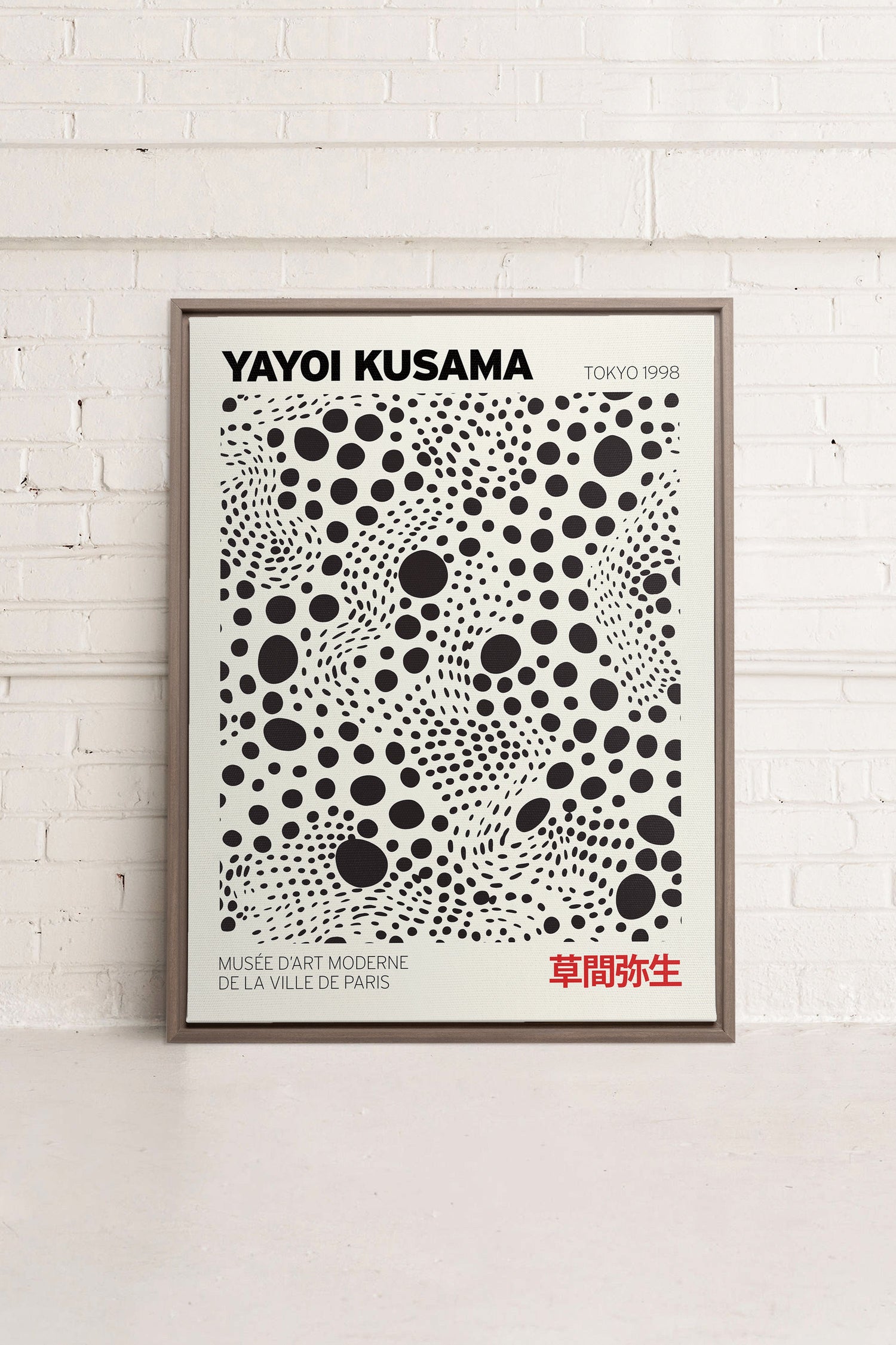 OLEKA CANVAS - KUSAMA II, Oeuvre sur toile étirée, encadré Brun Chêne