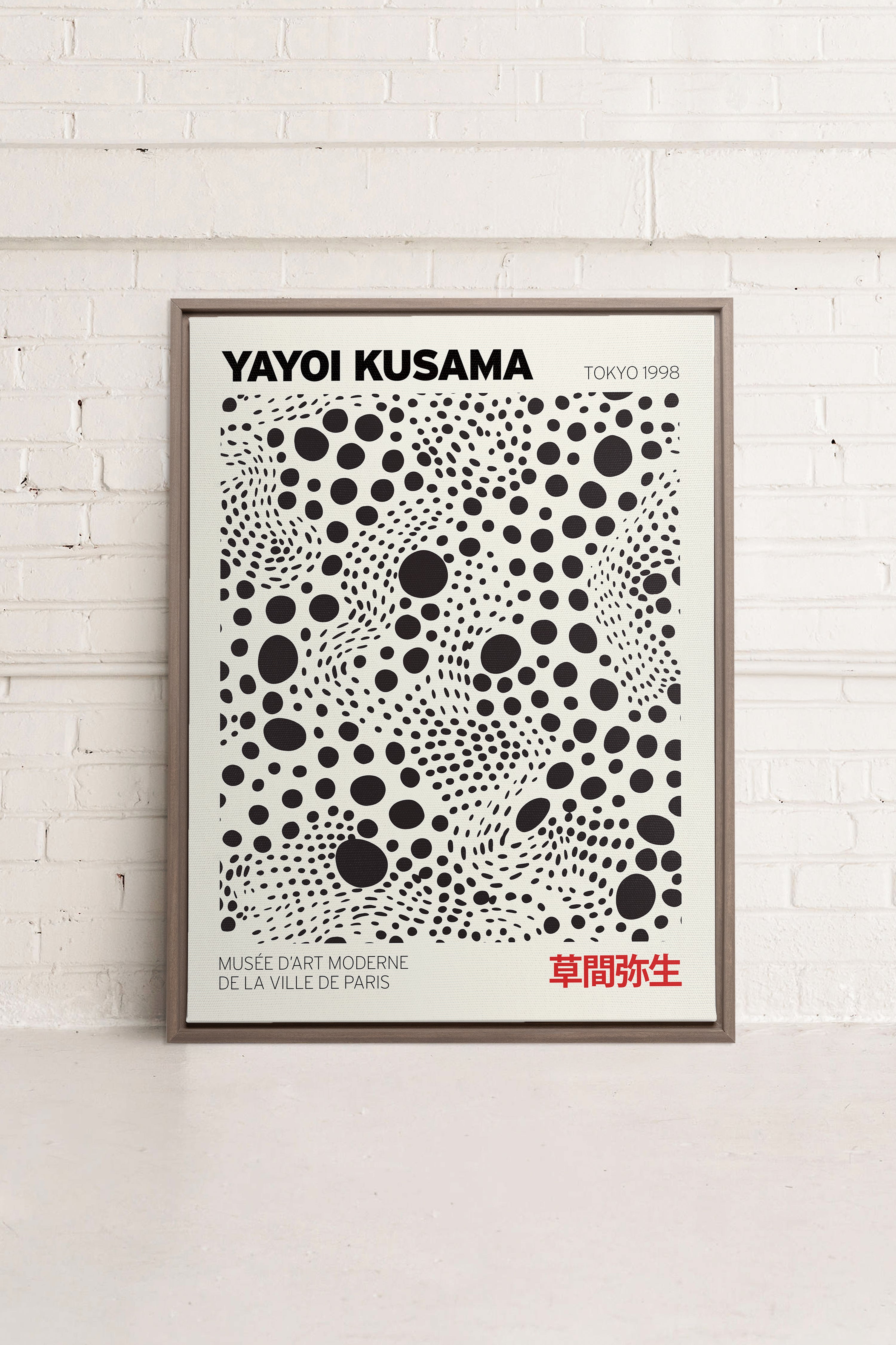 OLEKA CANVAS - KUSAMA II, Oeuvre sur toile étirée, encadré Brun Chêne