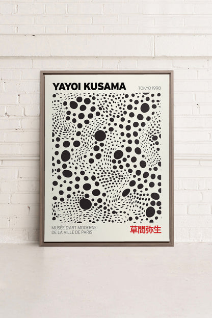 OLEKA CANVAS - KUSAMA II, Oeuvre sur toile étirée, encadré Brun Chêne