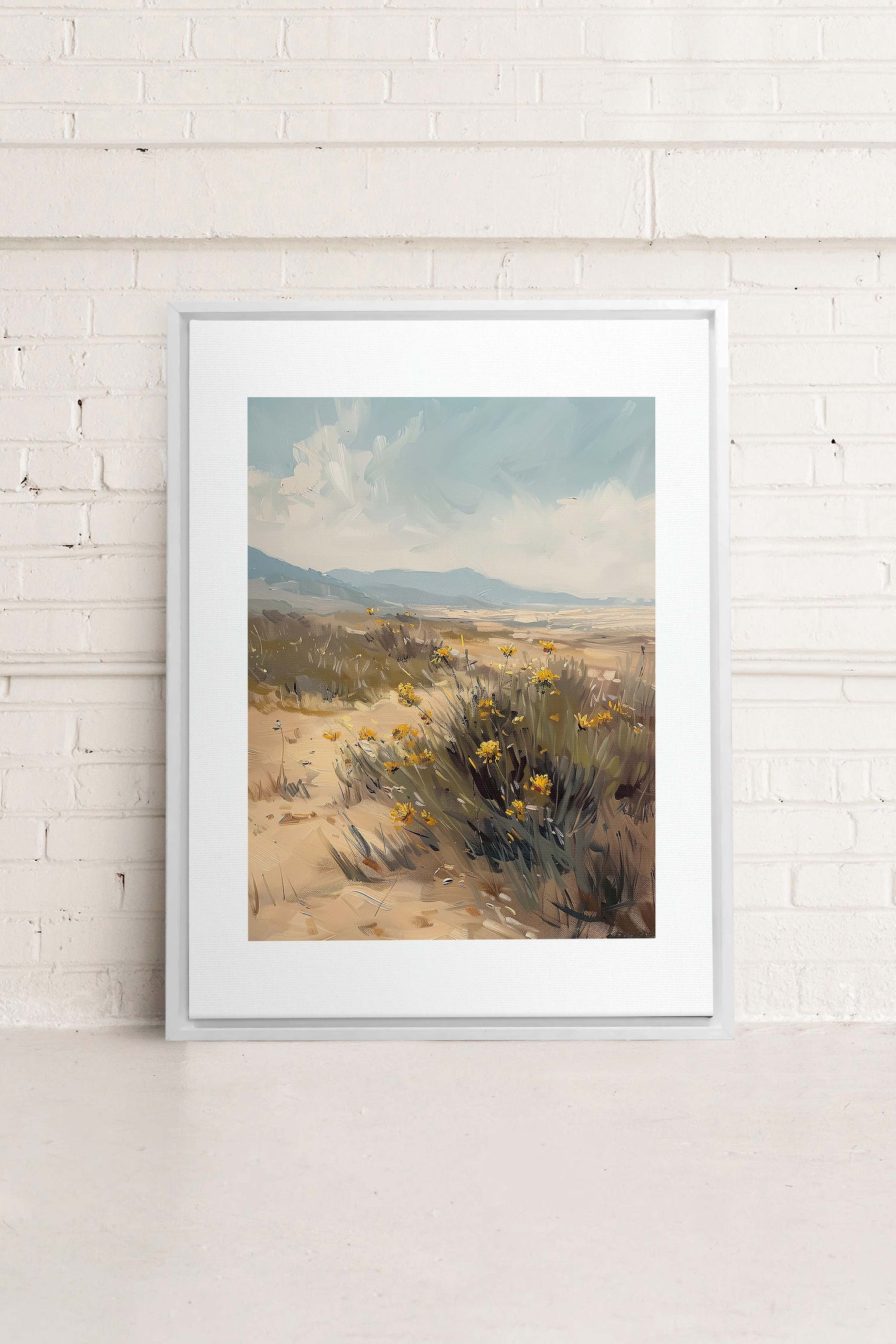 OLEKA CANVAS - GOLDEN PATHWAY, Oeuvre sur toile étirée, encadré Blanc