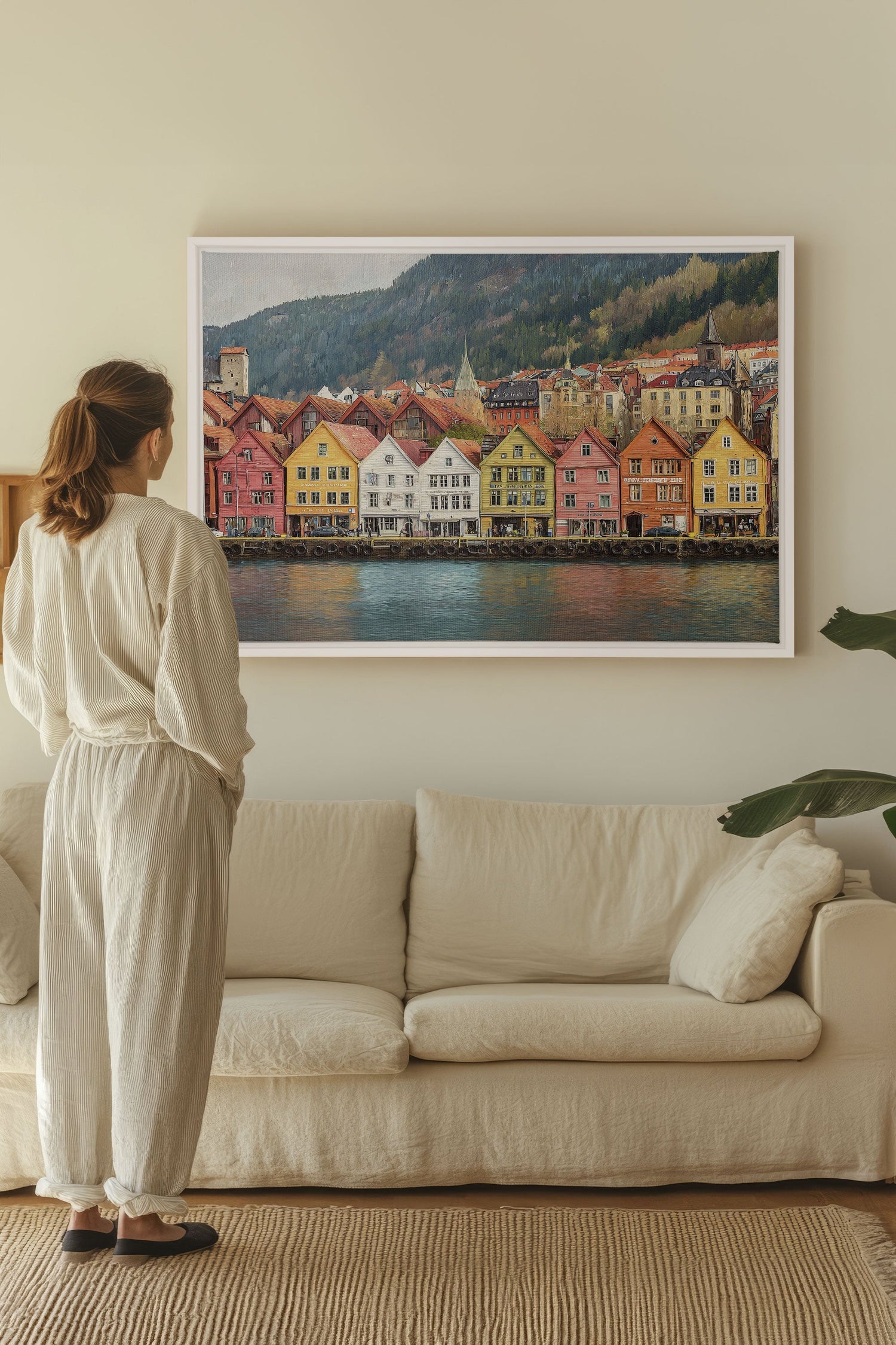 OLEKA CANVAS - HARBOR COLORS, Oeuvre sur toile étirée, encadré Blanc