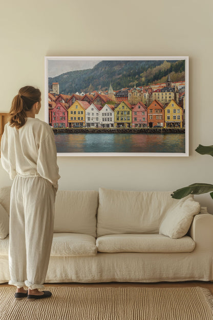 OLEKA CANVAS - HARBOR COLORS, Oeuvre sur toile étirée, encadré Blanc