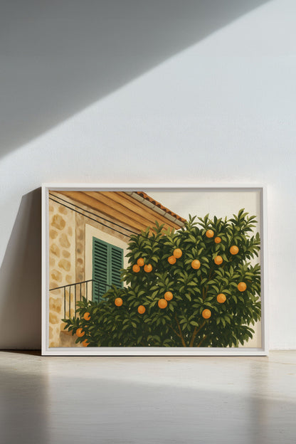 OLEKA CANVAS - ÉTÉ EN PROVENCE, Oeuvre sur toile étirée, encadré Blanc