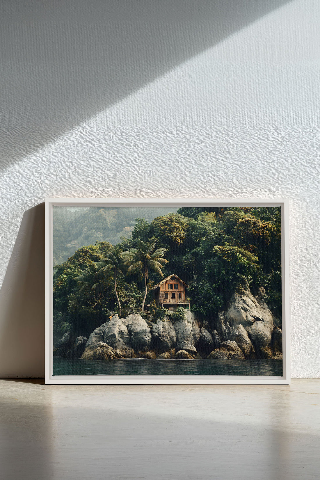 OLEKA CANVAS - REFUGE TROPICAL, Oeuvre sur toile étirée, encadré Blanc