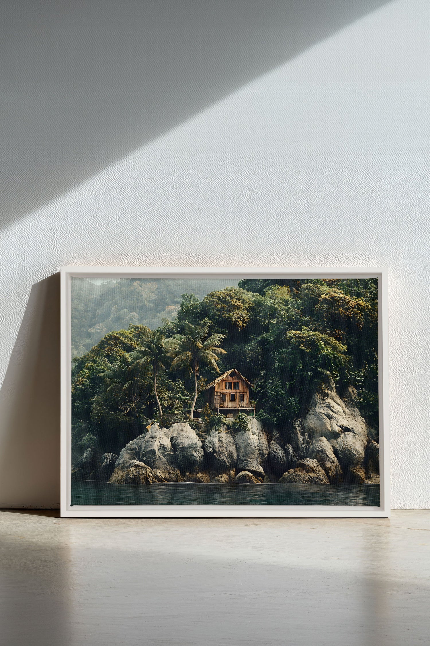 OLEKA CANVAS - REFUGE TROPICAL, Oeuvre sur toile étirée, encadré Blanc