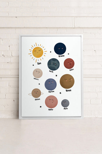 OLEKA CANVAS - PLANÈTES, Oeuvre sur toile étirée, encadré Blanc