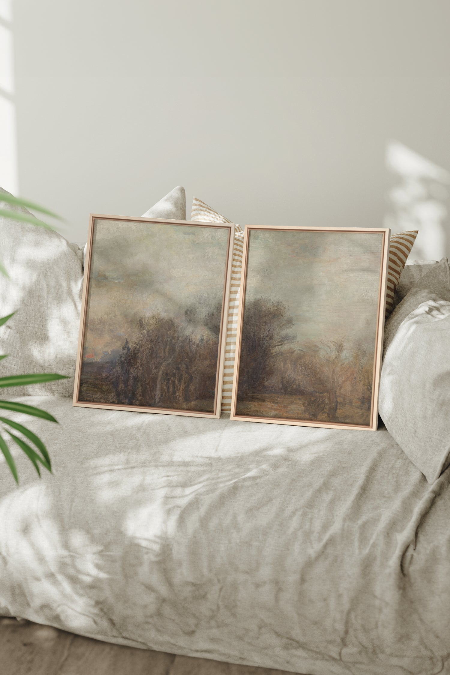 SILENT SEASON DUO, 2 Oeuvres sur toile étirée, encadré Naturel Clair