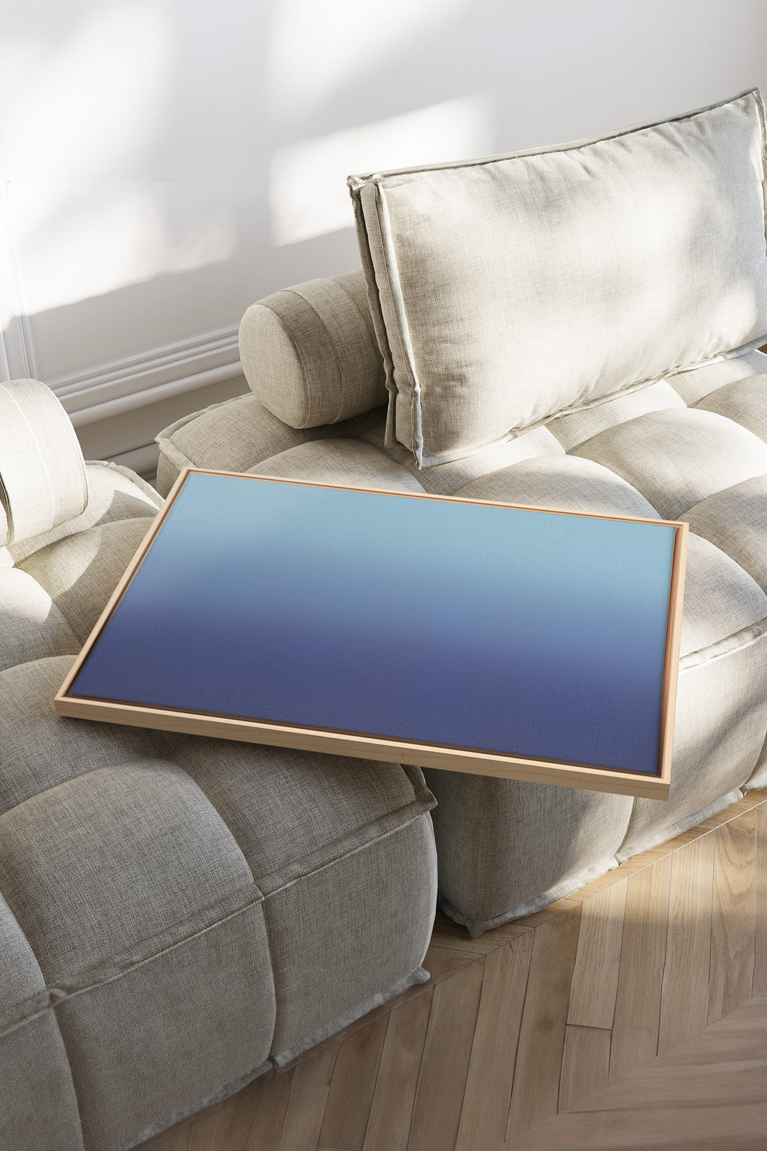 OLEKA CANVAS - REFLET NOCTURNE, Oeuvre sur toile étirée, encadré Naturel Clair