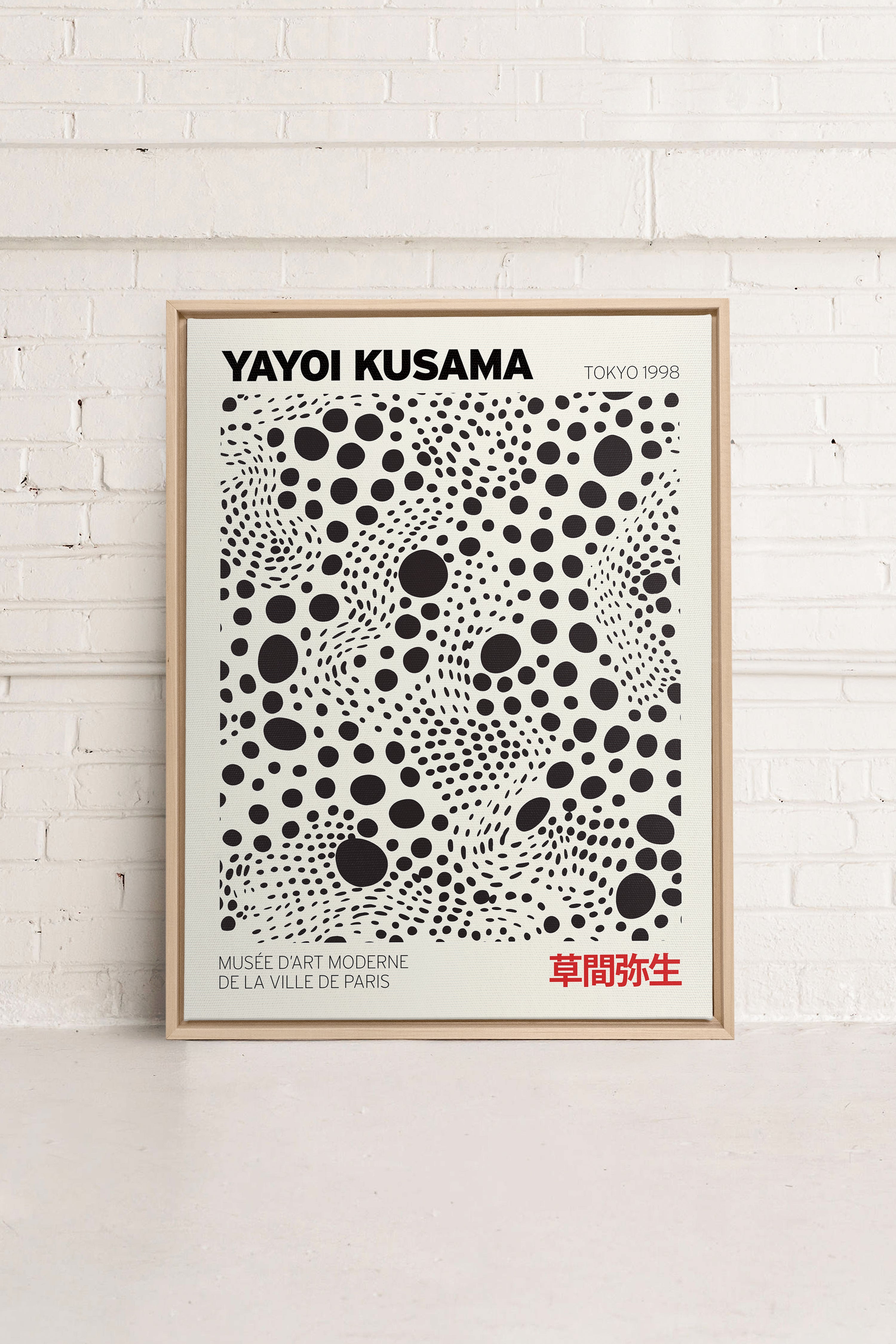 OLEKA CANVAS - KUSAMA II, Oeuvre sur toile étirée, encadré Naturel Clair