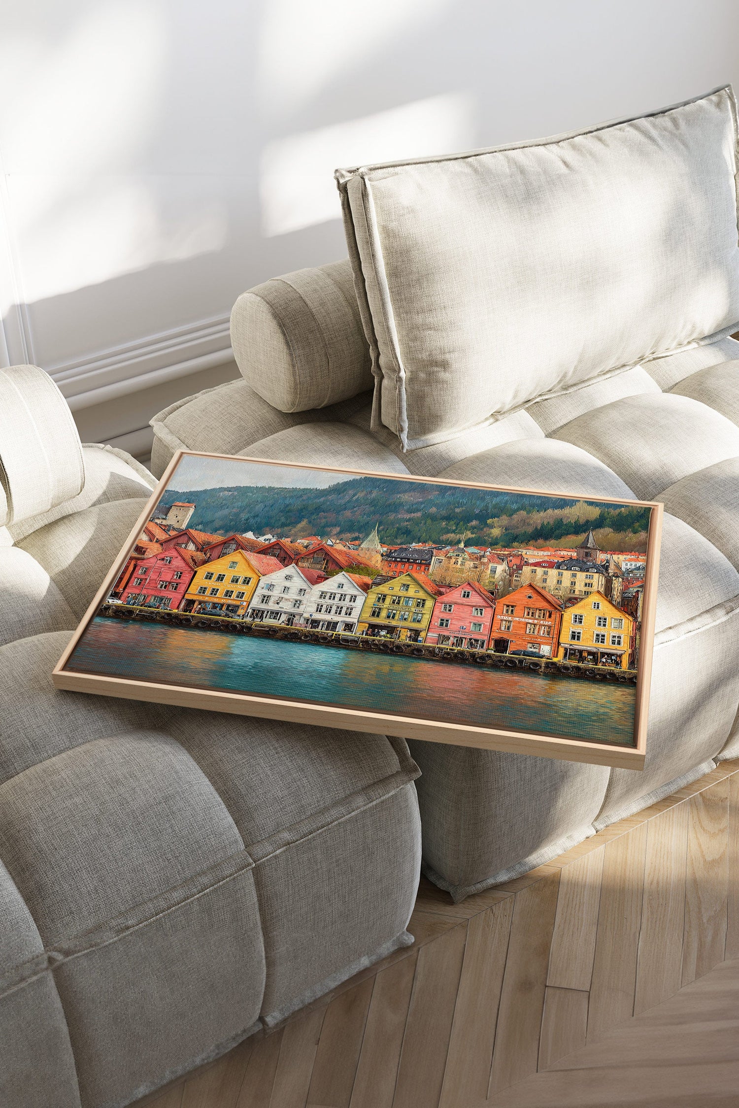 OLEKA CANVAS - HARBOR COLORS, Oeuvre sur toile étirée, encadré Naturel Clair