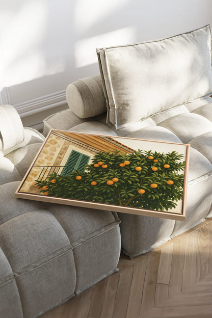 OLEKA CANVAS - ÉTÉ EN PROVENCE, Oeuvre sur toile étirée, encadré Naturel Clair