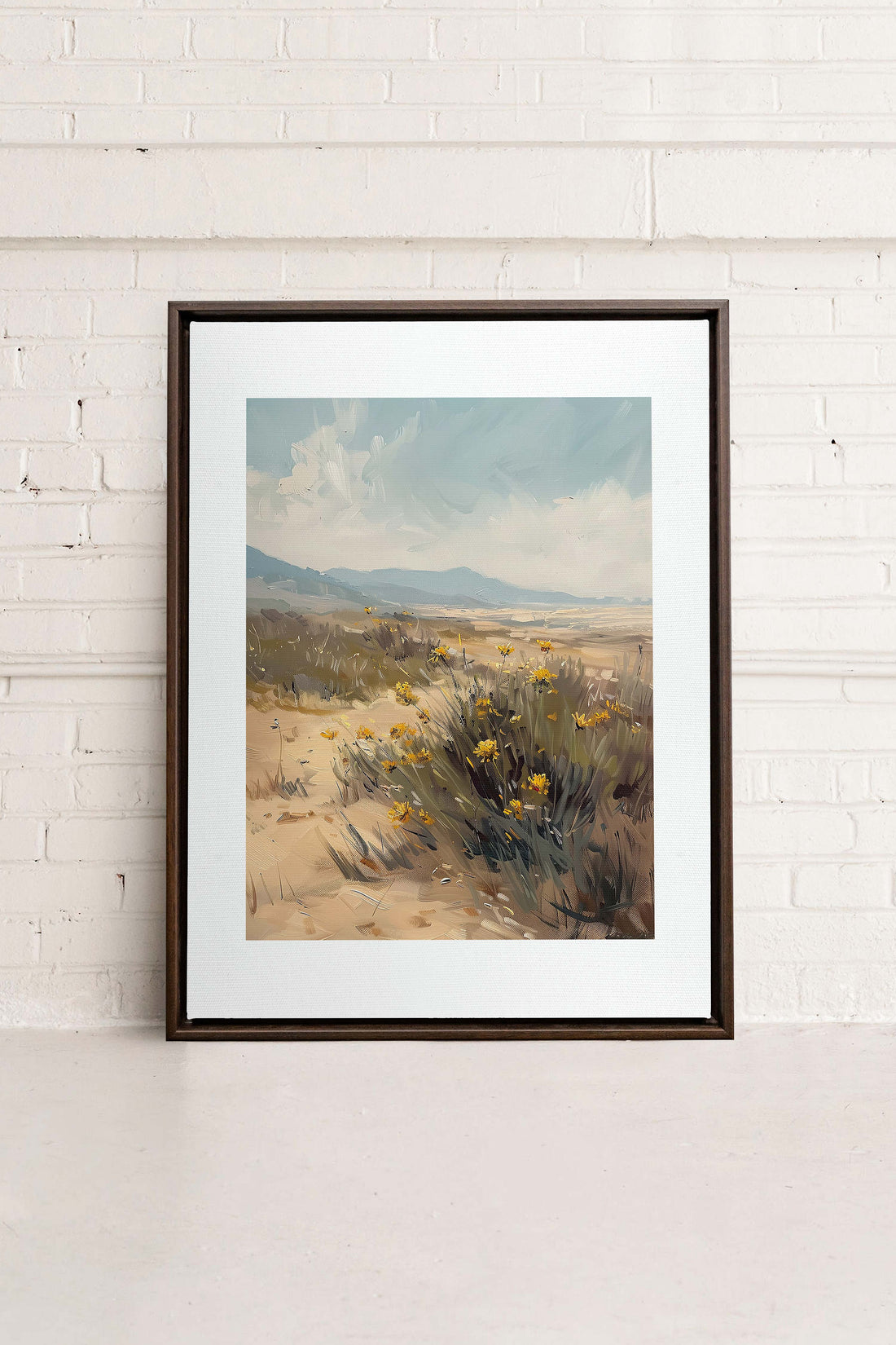 OLEKA CANVAS - GOLDEN PATHWAY, Oeuvre sur toile étirée, encadré Brun Noyer