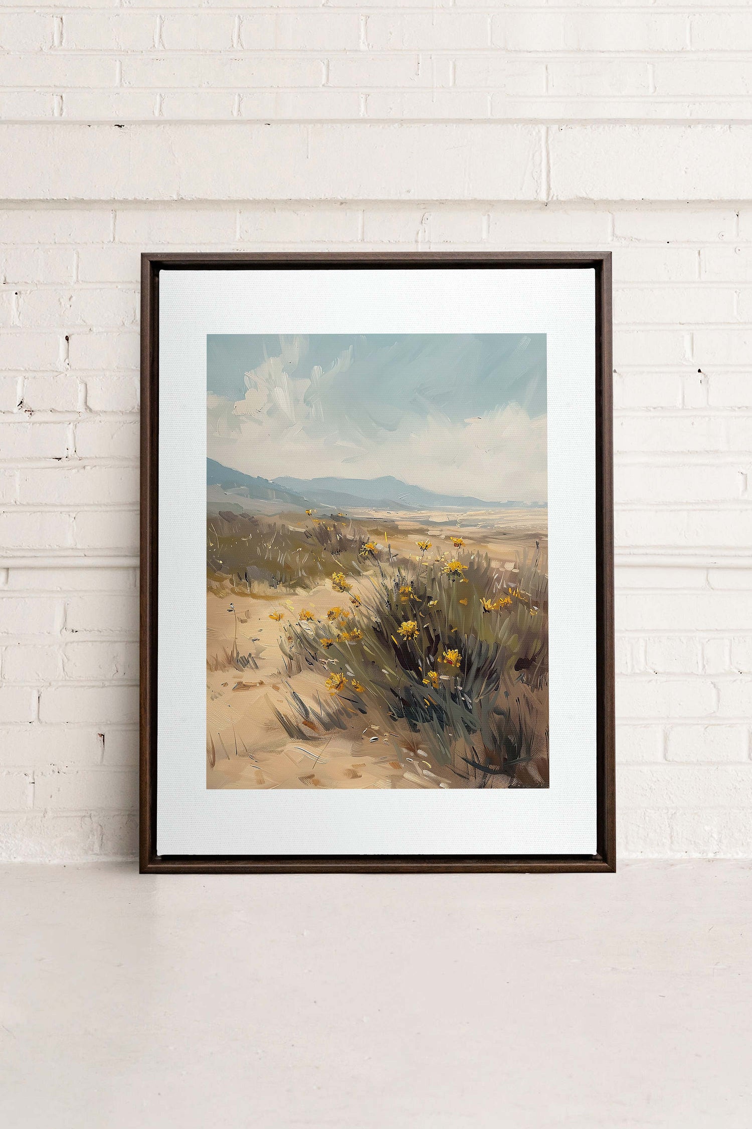 OLEKA CANVAS - GOLDEN PATHWAY, Oeuvre sur toile étirée, encadré Brun Noyer