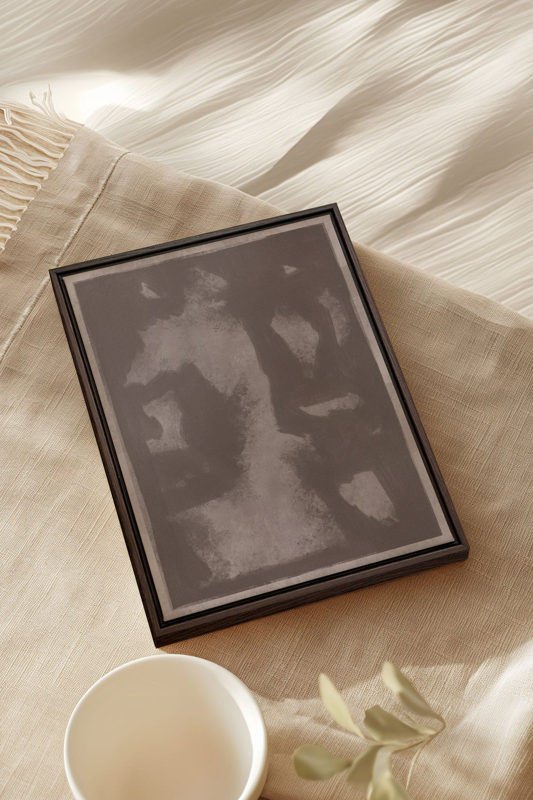 OLEKA CANVAS - OMBRE MURALE, Oeuvre sur toile étirée, encadré Brun Noyer