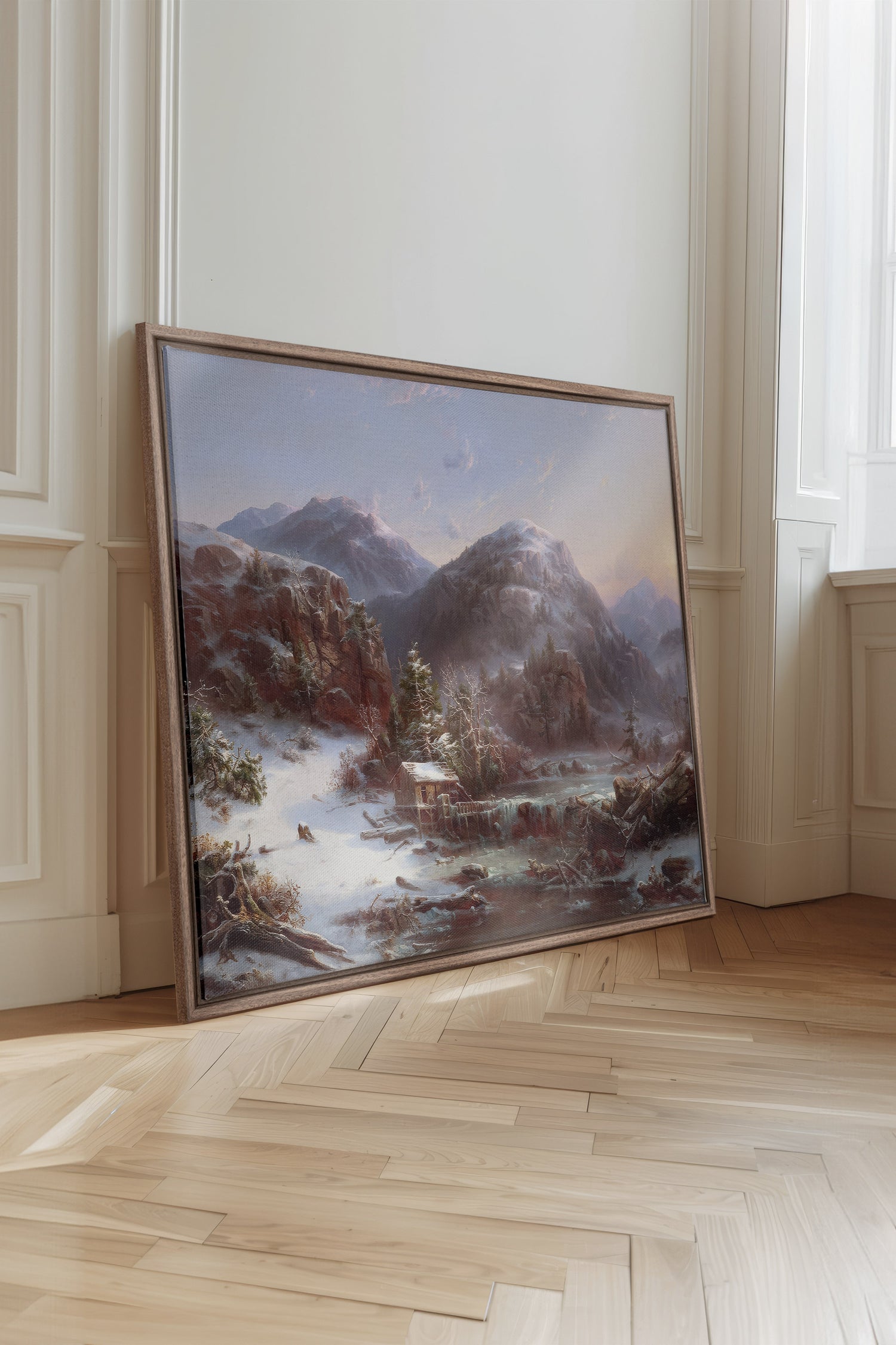 GLACIAL DAWN, Oeuvre sur toile étirée, encadré Brun Chêne