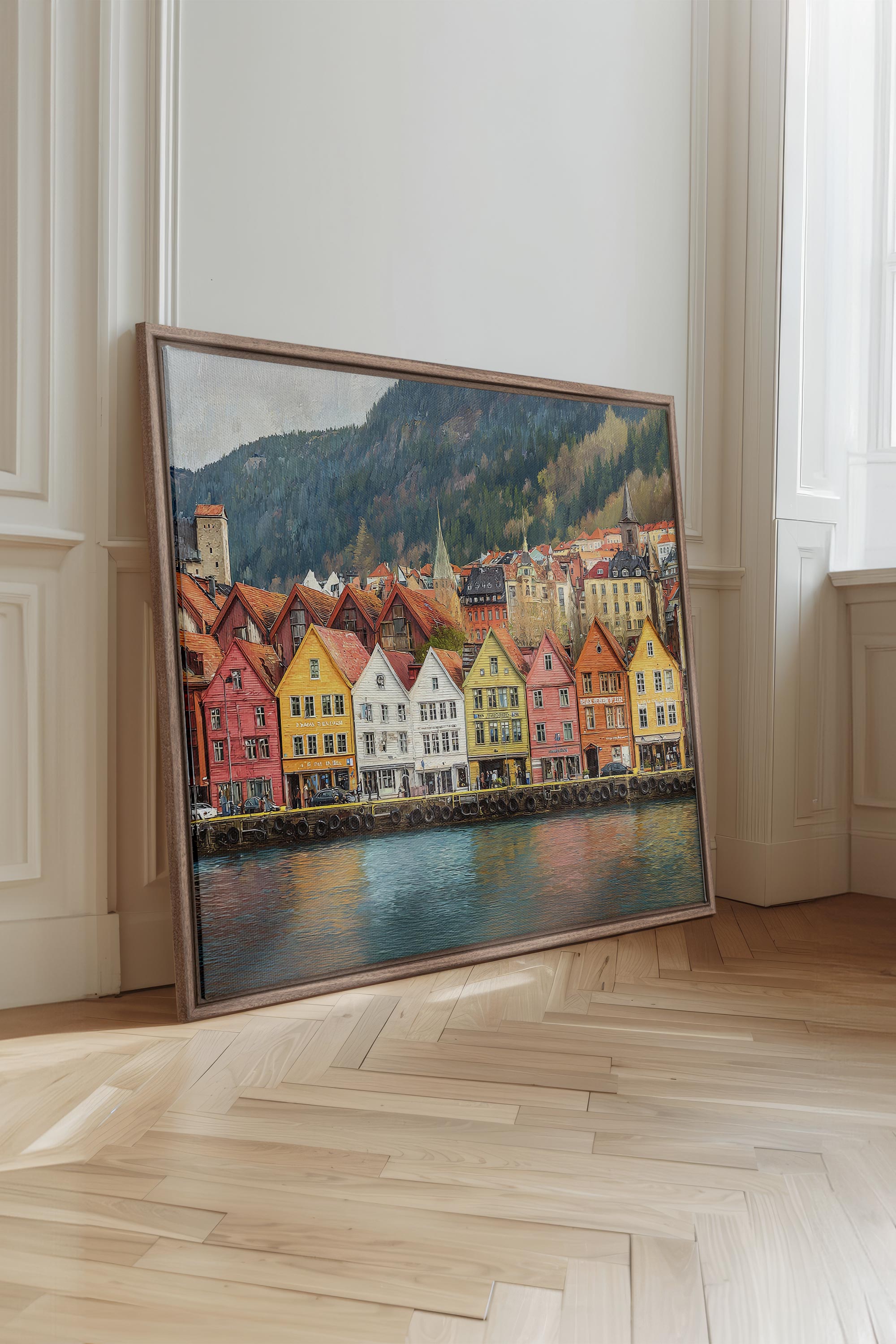 OLEKA CANVAS - HARBOR COLORS, Oeuvre sur toile étirée, encadré Brun Chêne