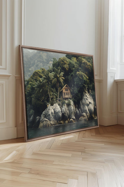 OLEKA CANVAS - REFUGE TROPICAL, Oeuvre sur toile étirée, encadré Brun Chêne