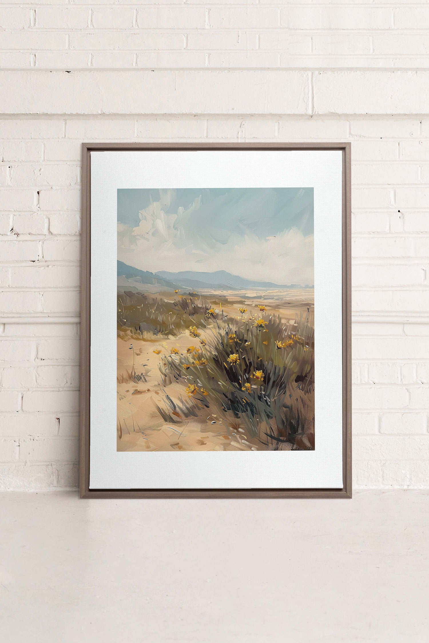 OLEKA CANVAS - GOLDEN PATHWAY, Oeuvre sur toile étirée, encadré Brun Chêne