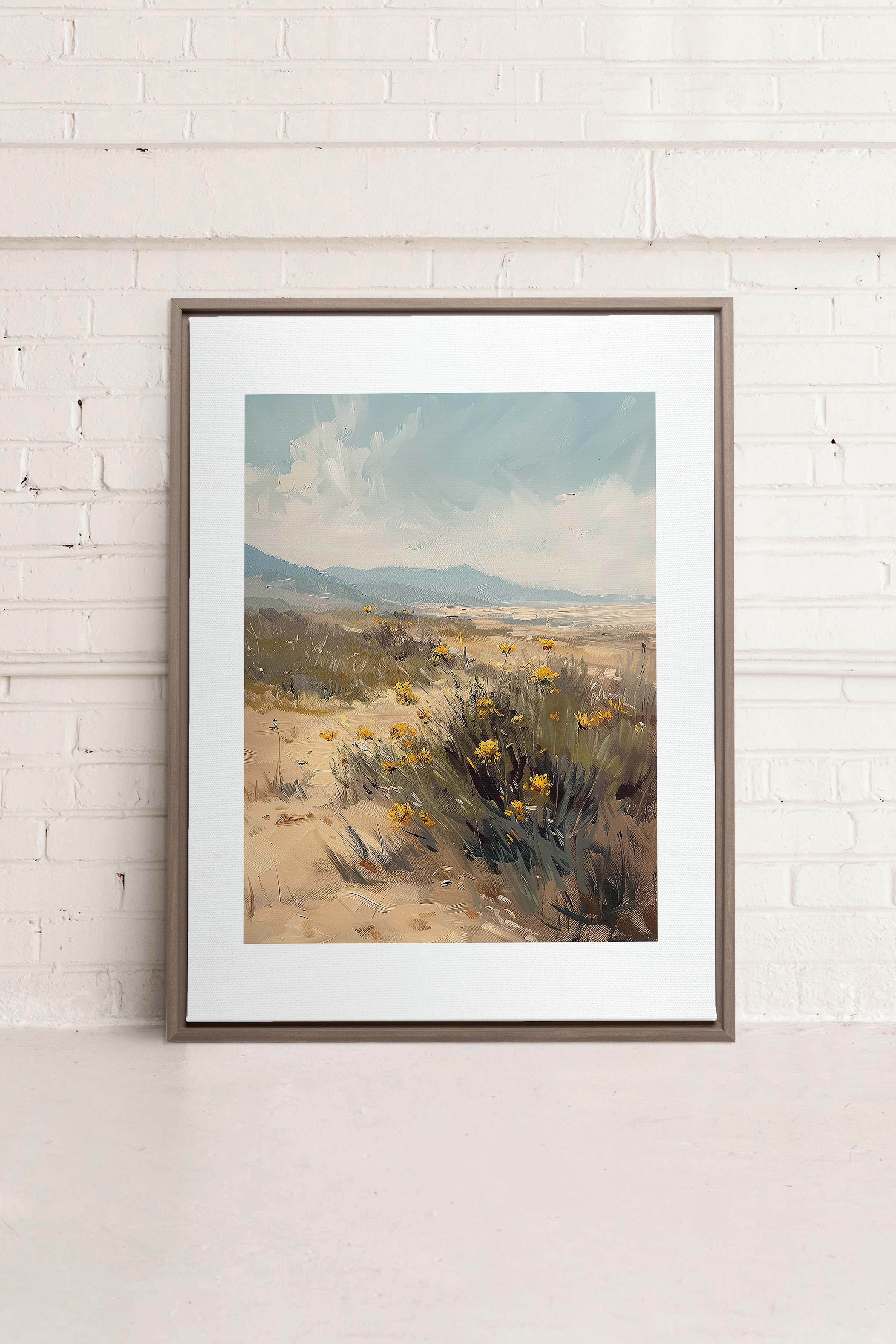 OLEKA CANVAS - GOLDEN PATHWAY, Oeuvre sur toile étirée, encadré Brun Chêne