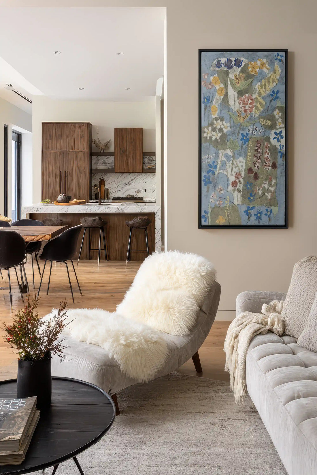 MEADOW TAPESTRY, Oeuvre sur toile étirée, encadré Noir