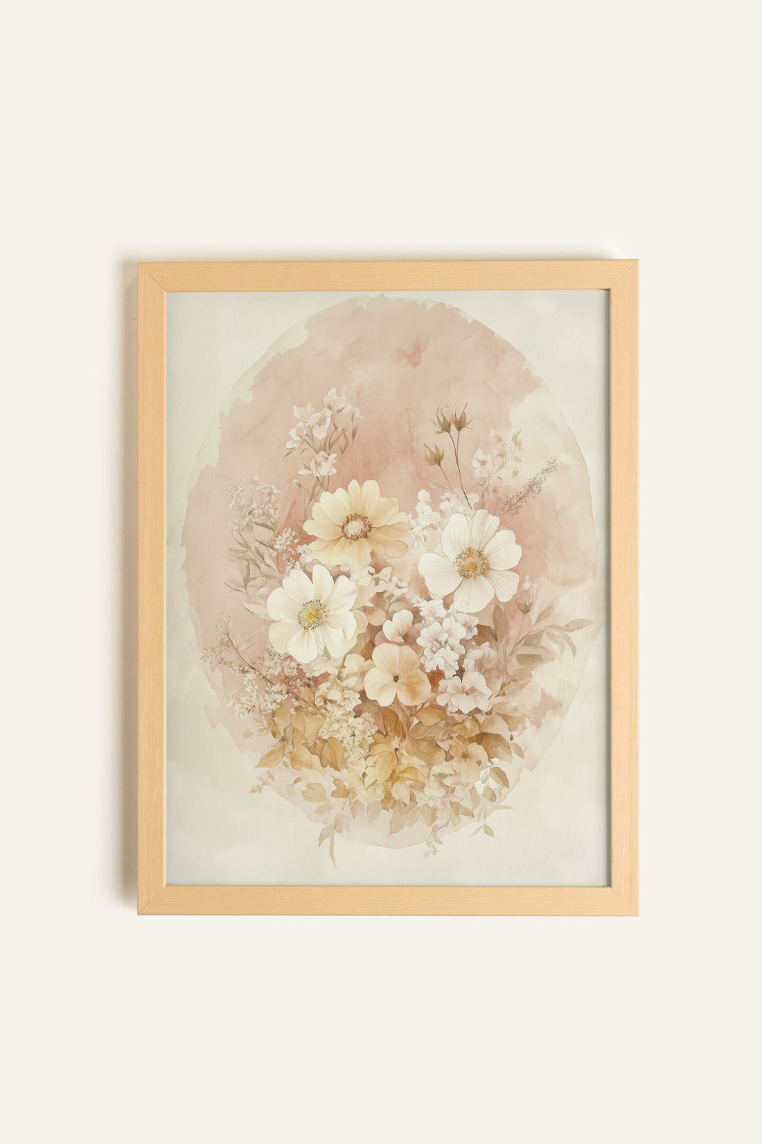 BOUQUET FANÉ, Oeuvre sur toile rigide, encadré Naturel Clair