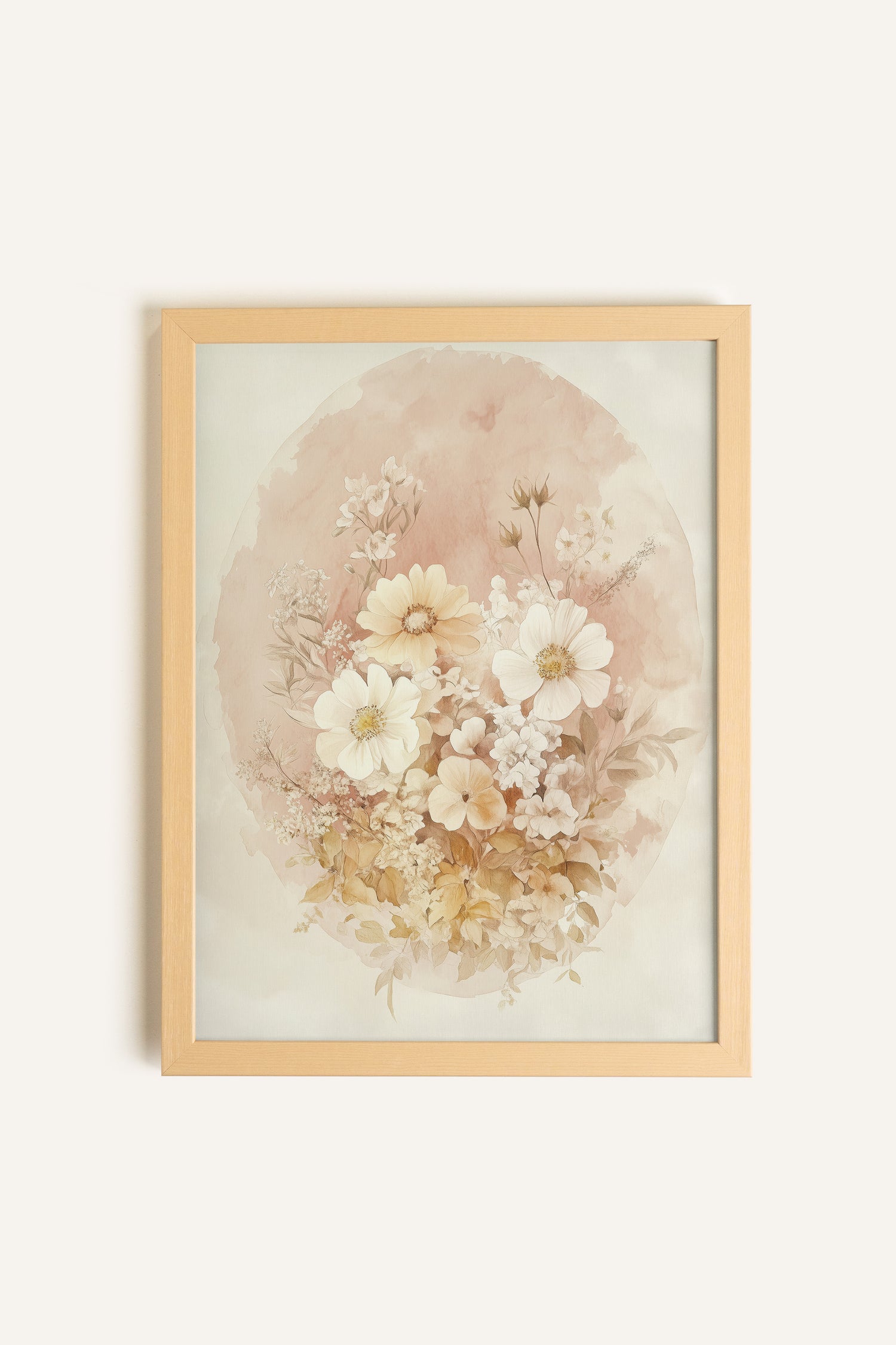 BOUQUET FANÉ, Oeuvre sur toile rigide, encadré Naturel Clair