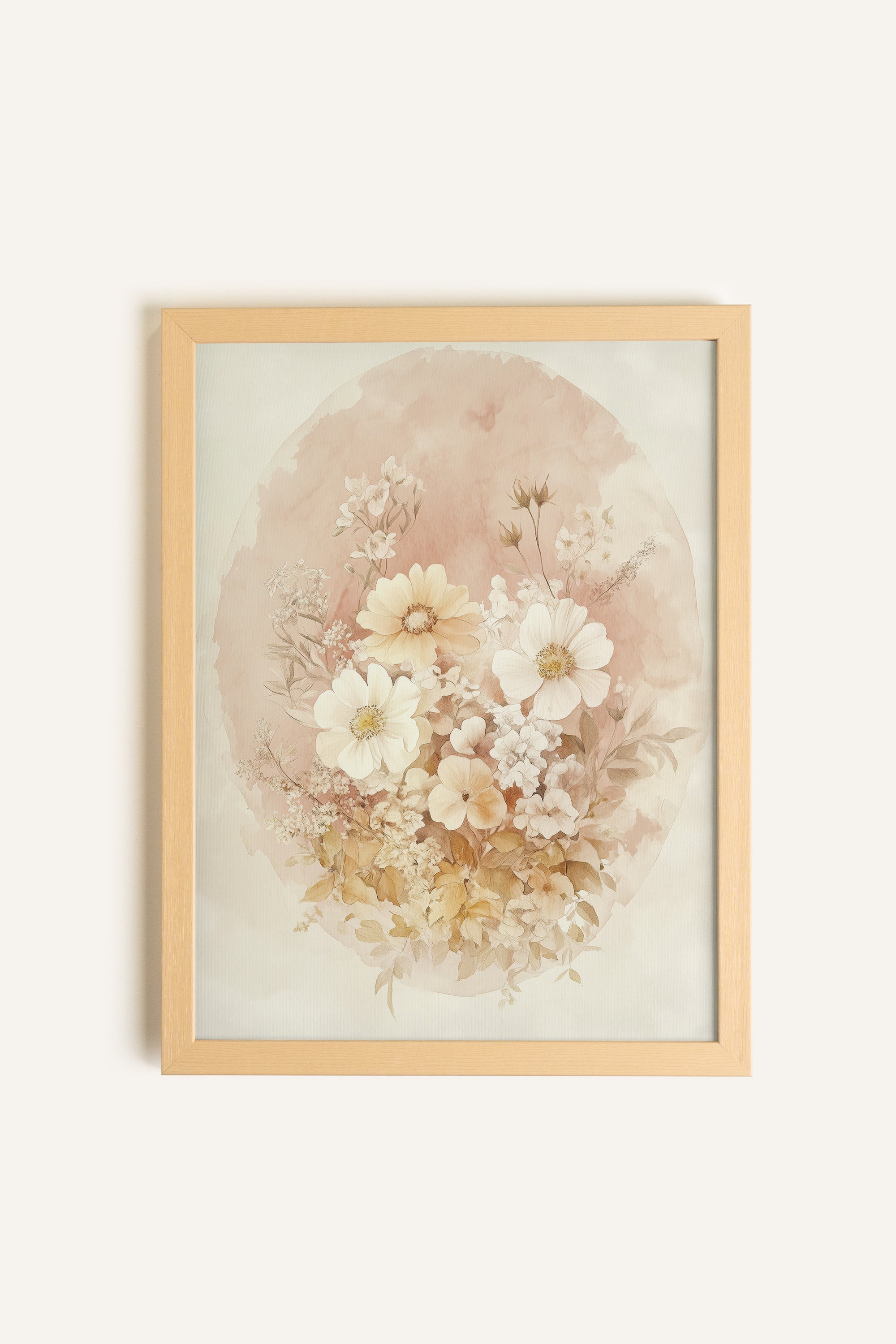 BOUQUET FANÉ, Oeuvre sur toile rigide, encadré Naturel Clair
