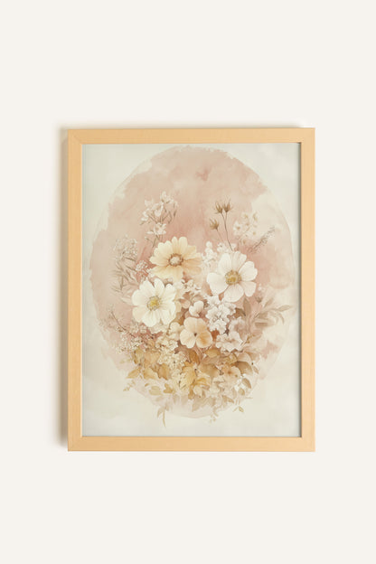 BOUQUET FANÉ, Oeuvre sur toile rigide, encadré Naturel Clair