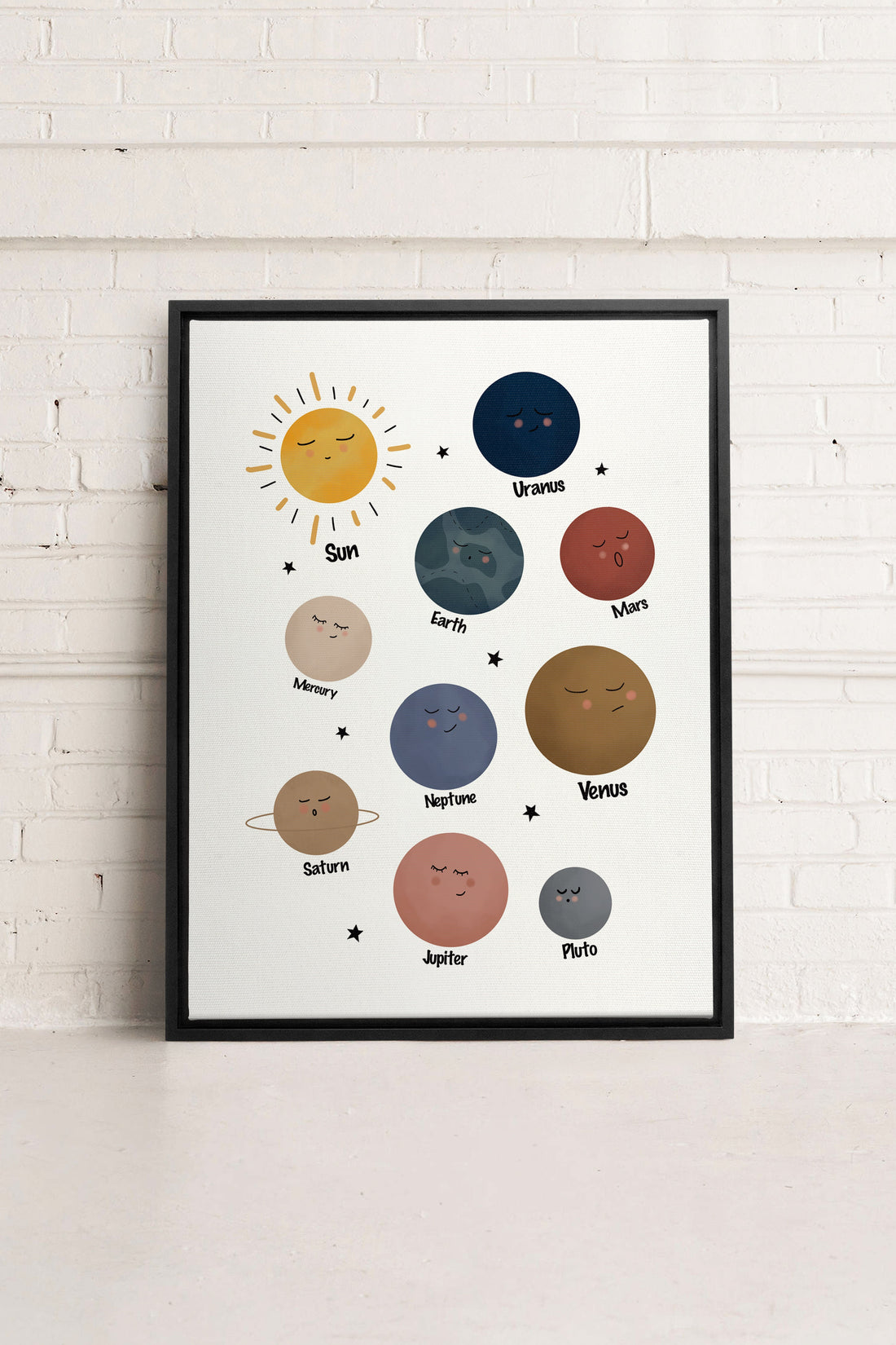 OLEKA CANVAS - PLANÈTES, Oeuvre sur toile étirée, encadré Noir