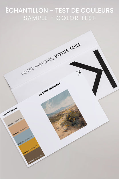 OLEKA CANVAS - GOLDEN PATHWAY, Oeuvre sur toile étirée, encadré Brun Chêne