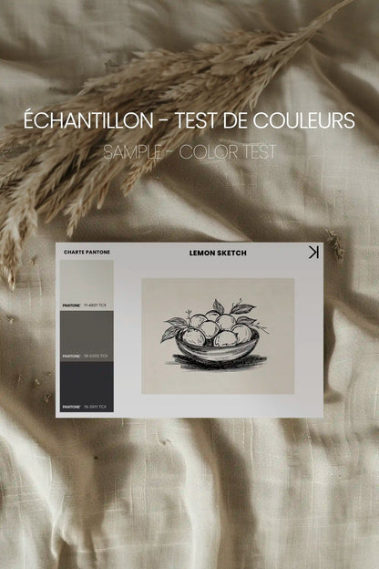 LEMON SKETCH, Oeuvre sur toile étirée, encadré Naturel Clair