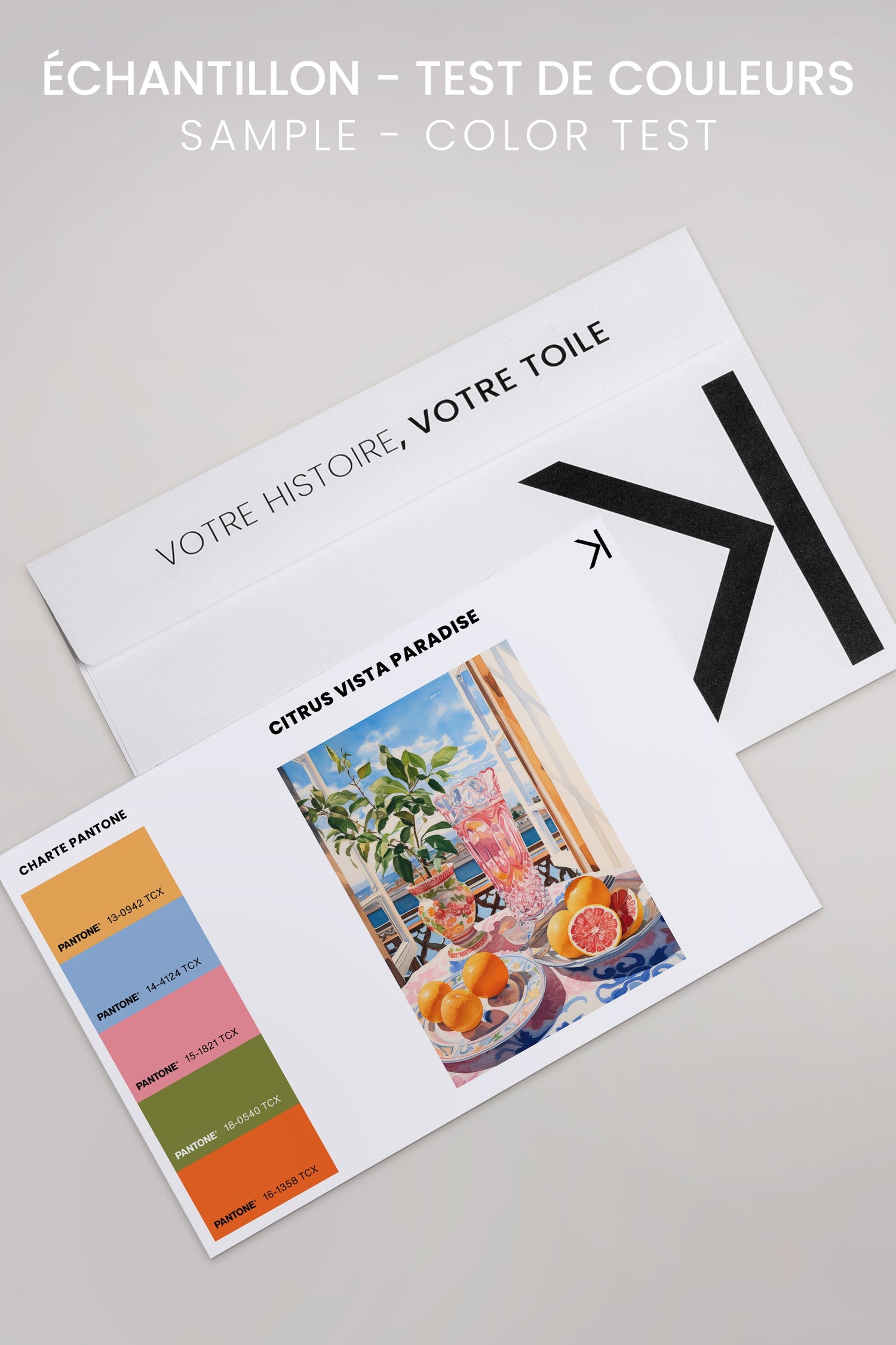 OLEKA CANVAS - CITRUS VISTA PARADISE, Oeuvre sur toile étirée, encadré Brun Noyer