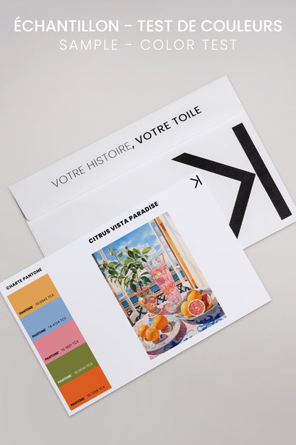 OLEKA CANVAS - CITRUS VISTA PARADISE, Oeuvre sur toile étirée, encadré Brun Noyer