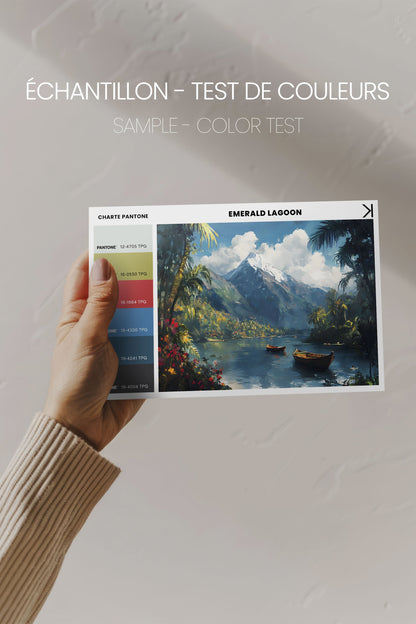 OLEKA CANVAS - EMERALD LAGOON, Oeuvre sur toile étirée, encadré Brun Chêne