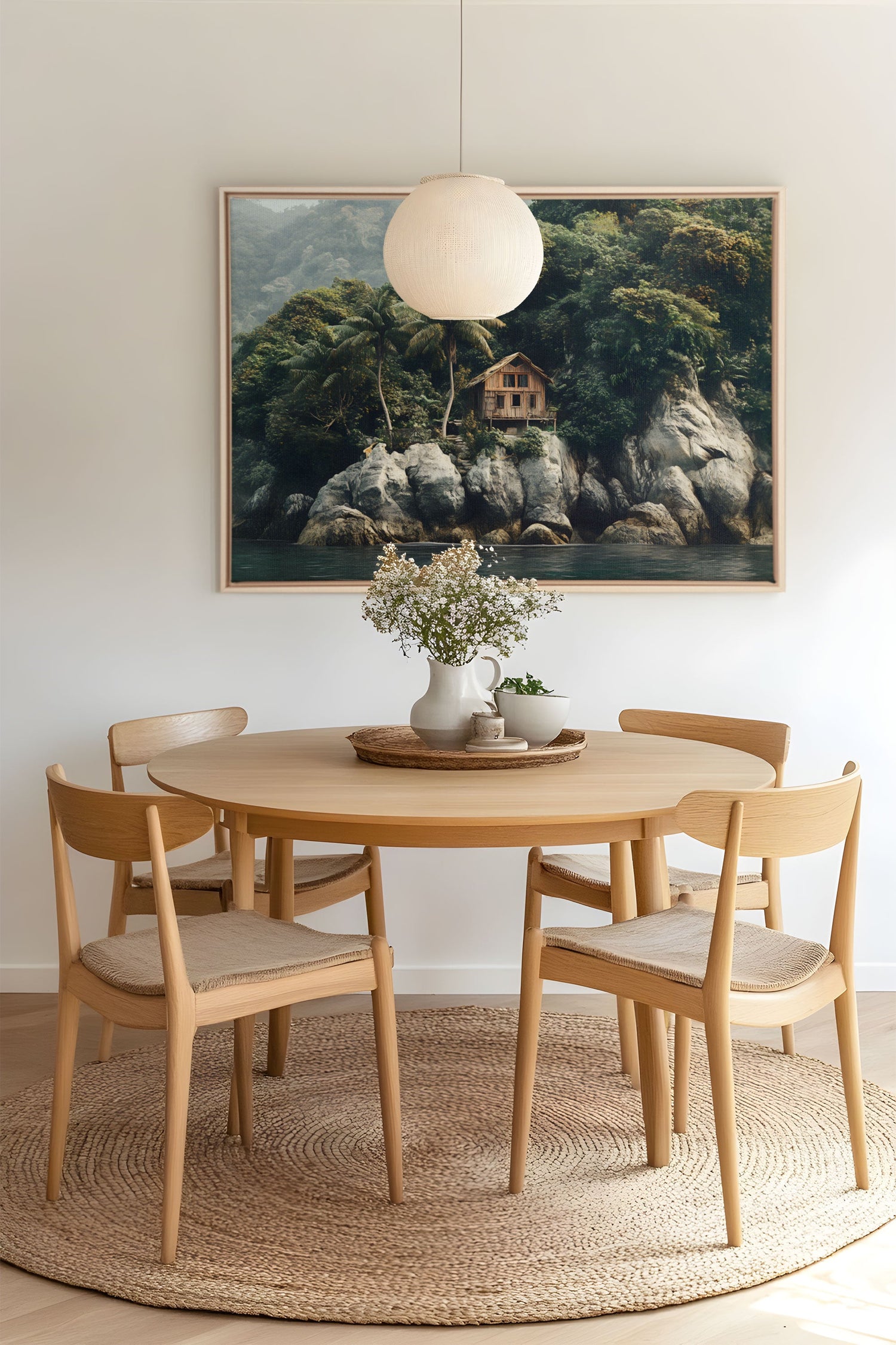 OLEKA CANVAS - REFUGE TROPICAL, Oeuvre sur toile étirée, encadré Naturel Clair