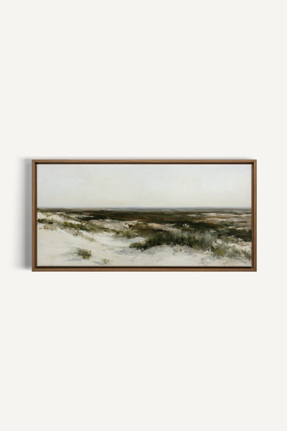 AU GRÉ DU RIVAGE, Artwork on stretched canvas, Oak Brown frame