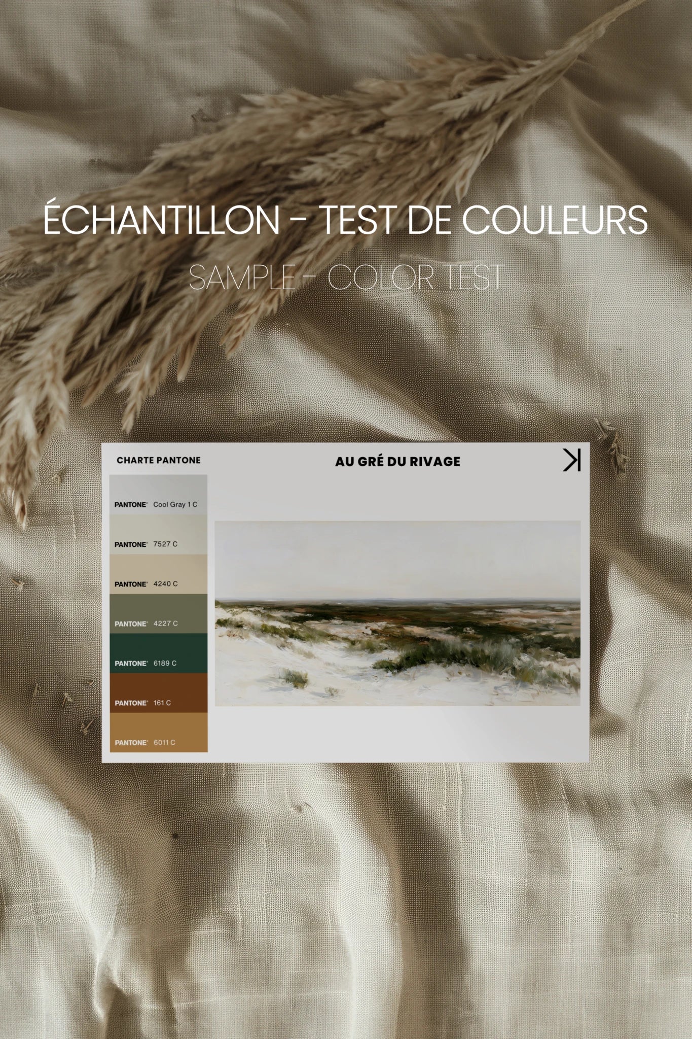 AU GRÉ DU RIVAGE, Artwork on stretched canvas, Light Natural frame