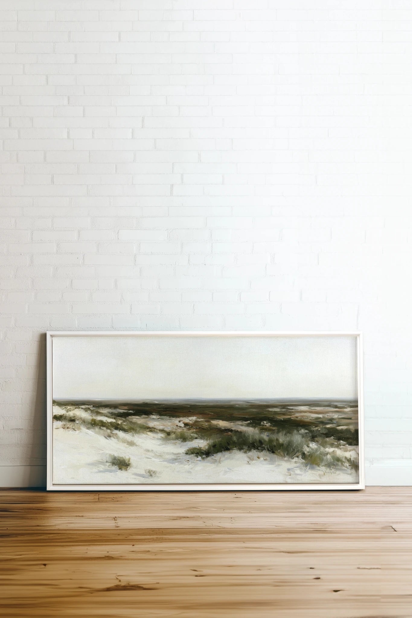 AU GRÉ DU RIVAGE, Artwork on stretched canvas, White frame