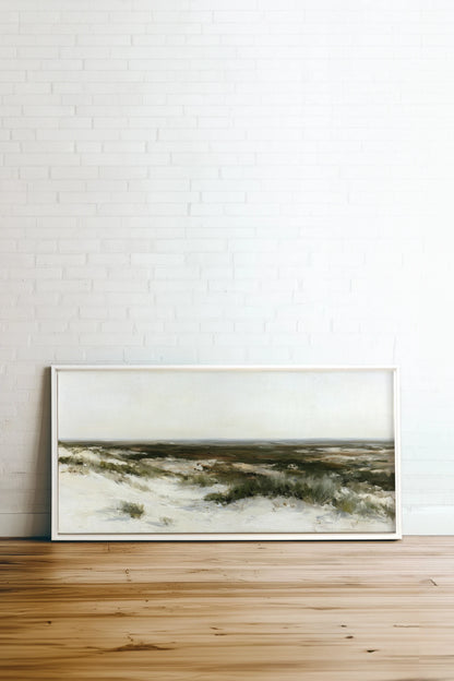 AU GRÉ DU RIVAGE, Artwork on stretched canvas, White frame