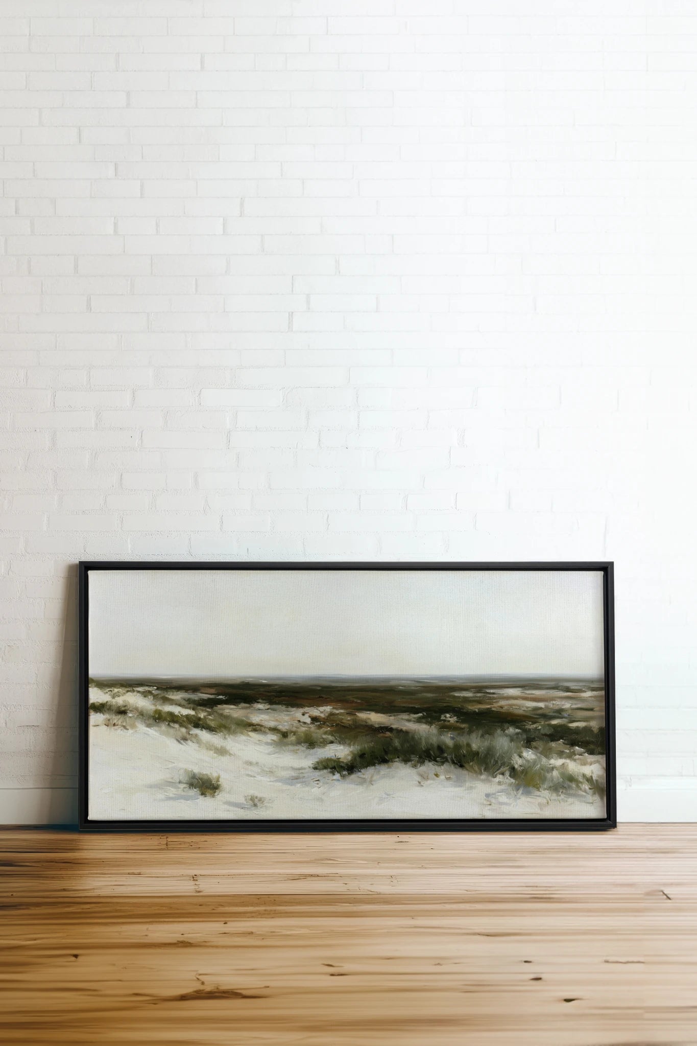AU GRÉ DU RIVAGE, Artwork on stretched canvas, Black frame